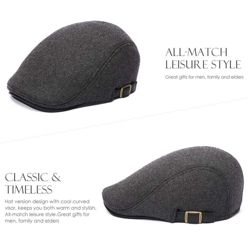 Sumolux Mens Newsboy Cap Winter Beret Hat Cabbie Flat Cap - Image 4